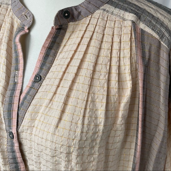 Rare! Free People plaid shirt dress metallic XS - Picture 3 of 7